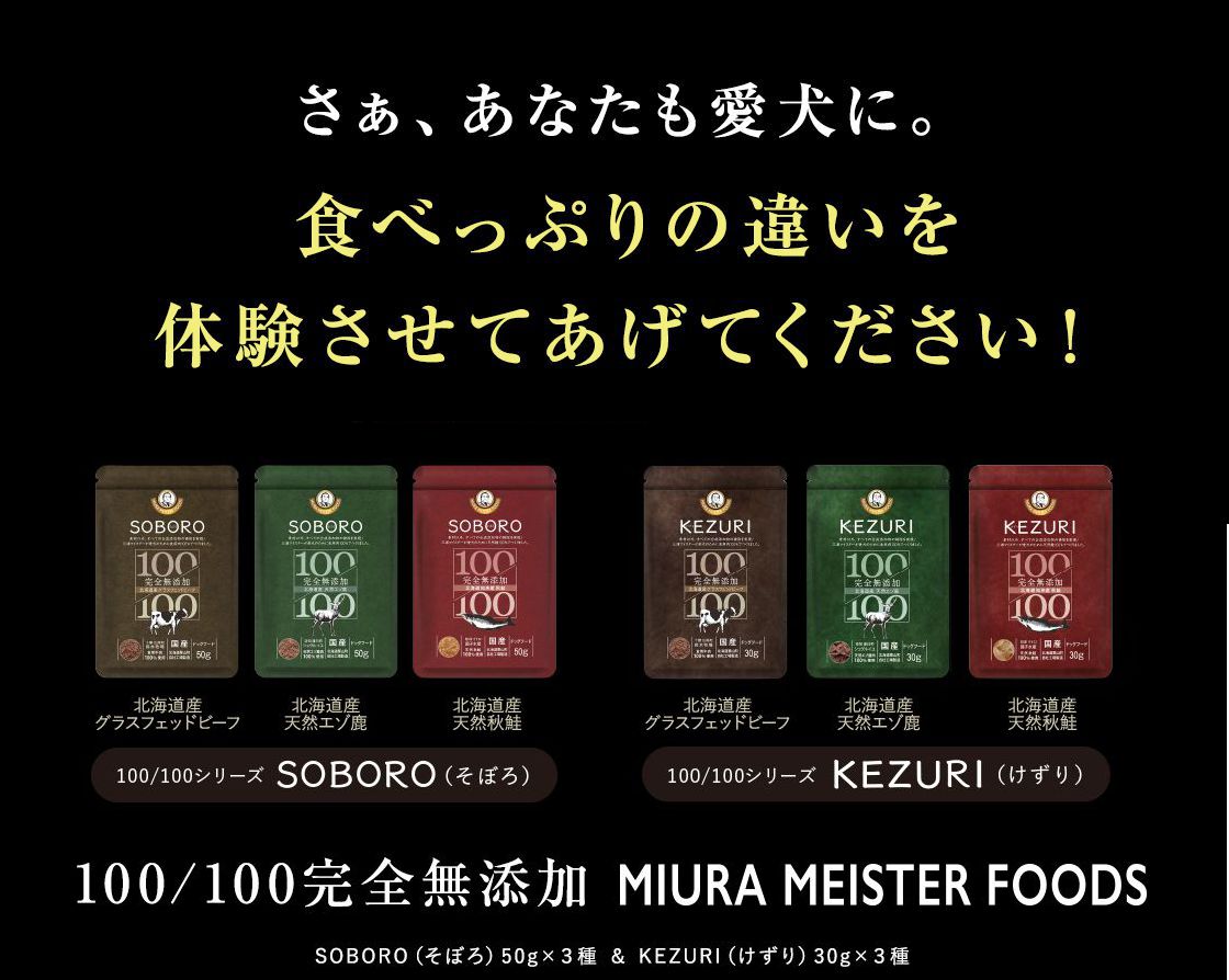 100/100完全無添加 MIURA MEISTER FOODS SOBORO(そぼろ)50gx3種　＆KEZURI（けずり）30gx3種